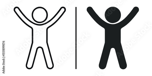 Binary Concept: Two stylized human figures, one in silhouette, and the other outlined, representing contrast and duality on a plain background. 