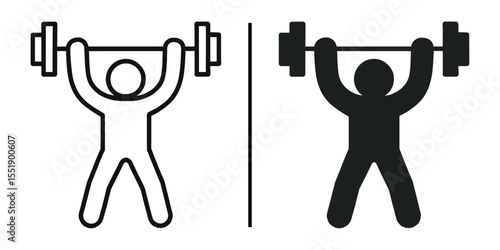 Strength and Determination: Depicting a minimalist person raising a heavy barbell, symbolizes power, effort, and healthy lifestyle in a workout context.