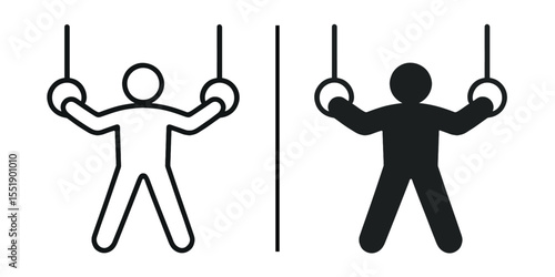Gymnastics Icons: Striking silhouette of gymnasts mastering their routines. The split image depicts a gymnast in full swing