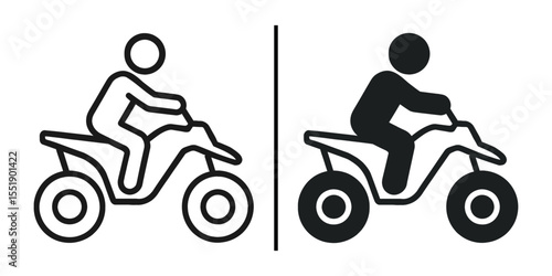 Quad Bike Illustration: A bold depiction of a quad bike with an outline and a solid version, symbolizing the thrill of outdoor adventure and recreational driving.