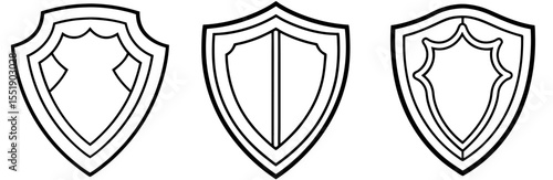 Shield lineart Vector Set: Protection, Security, Guard, Badge, Emblem, Minimalist Line Art