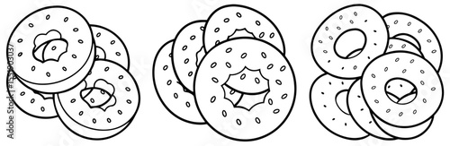 Spoon and Bowl Vector Set: Cereal, Soup, Stirring, Liquid Food, Minimalist Line Drawing