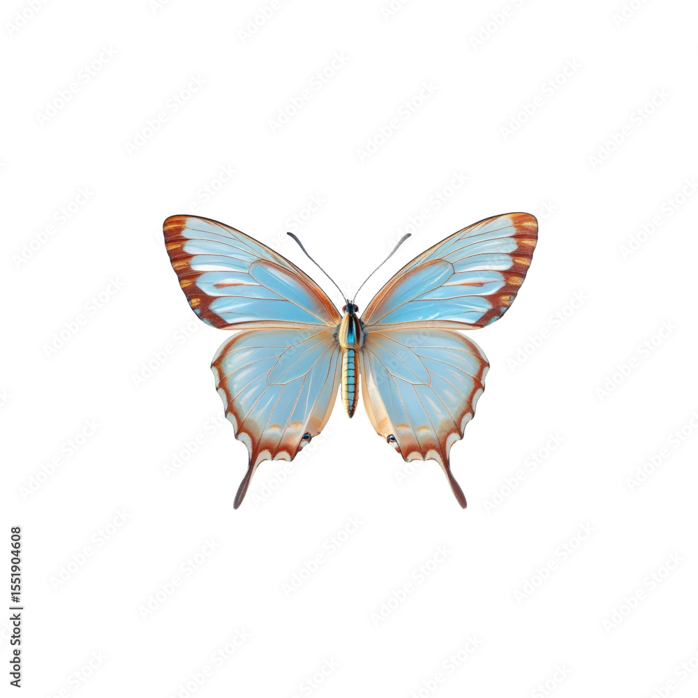 Obraz premium Elegant Light Blue Butterfly with Brown and Teal Accents on Transparent Background