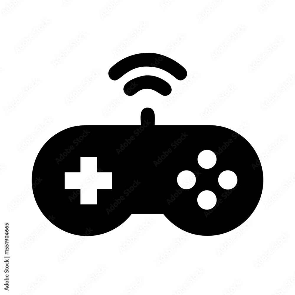 Wireless game controller with plus sign and four dots isolated on white background Wireless game controller with plus sign and four dots isolated on white background