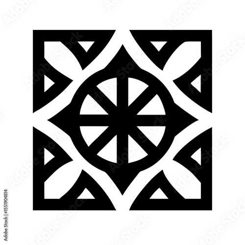 A geometric pattern design is isolated on white background