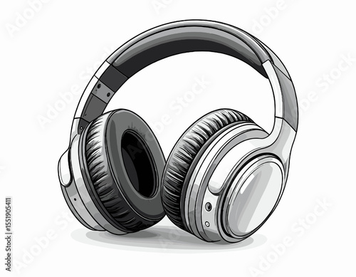 Gray Wireless Over Ear Headphones on White Background for Personal Audio and Music Listening
