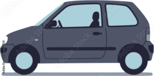 Side view illustration of a yellow compact car