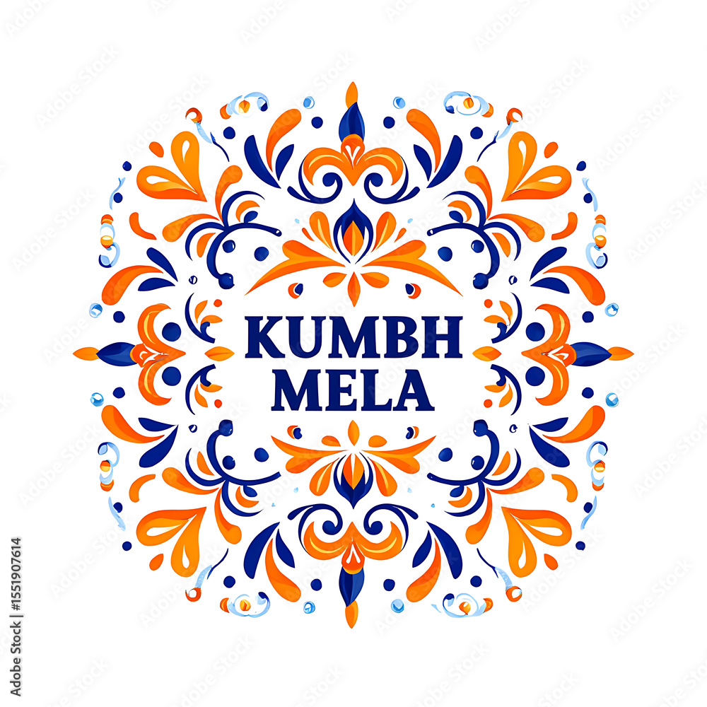 Obraz premium Vibrant Kumbh Mela Logo Design with Ornate Floral Pattern