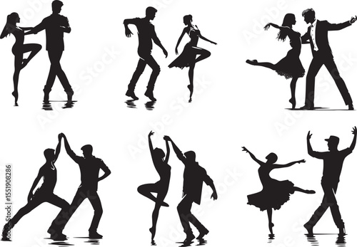 Dancing couples silhouette