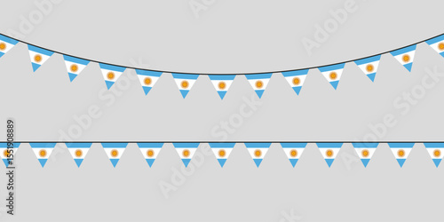 Festive bunting with Argentina’s national flags on triangular pennants—perfect for patriotic celebrations, events, or cultural-themed decorations.