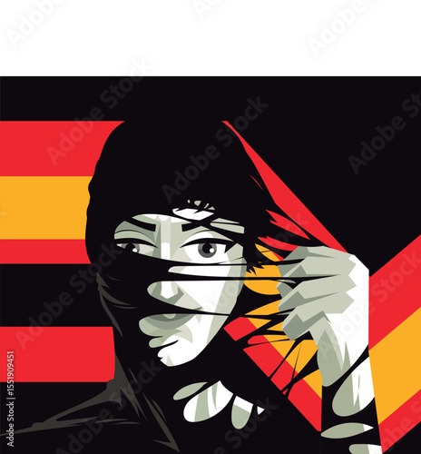 man covered in tight latex tearing it apart