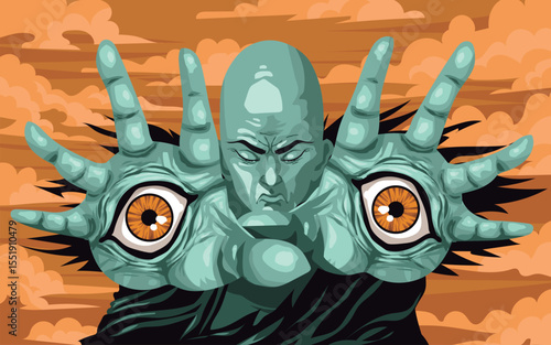 tenome japanese folklore myth of man with eyes in hands