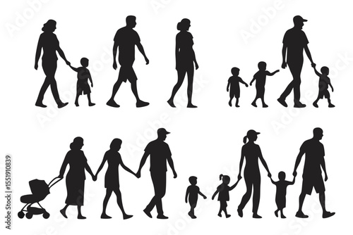 Family Silhouette Collection: A collection of diverse family silhouettes showcasing various family dynamics and interactions.