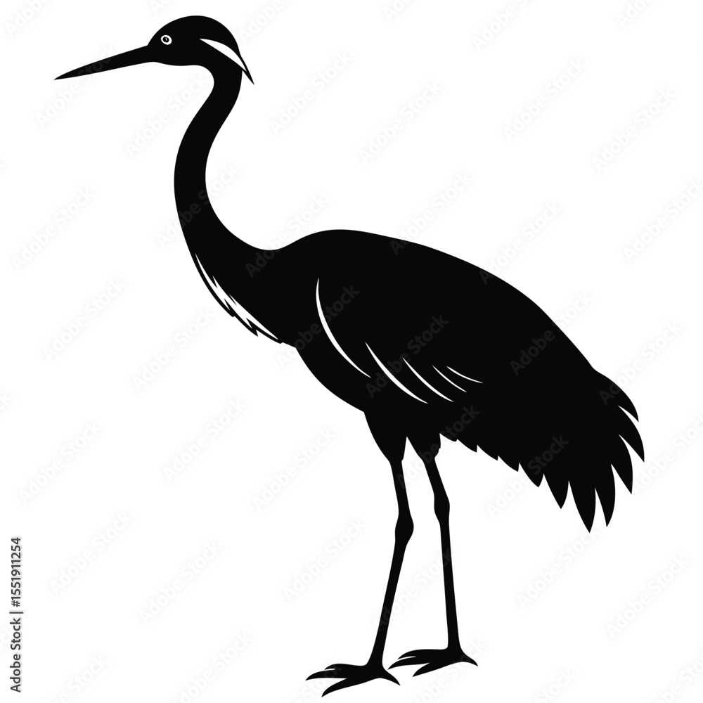 Obraz premium Crane Bird Vector Silhouette Illustration On White Background