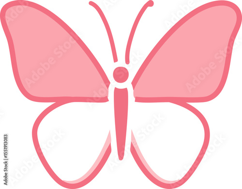 Papillon rose doux avec détails élégants en flat