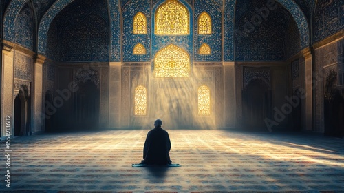 Person praying inside mosque