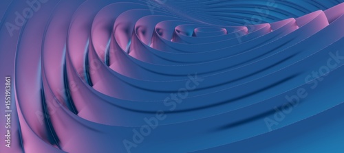 Abstract blue background curved pattern in design 3d render