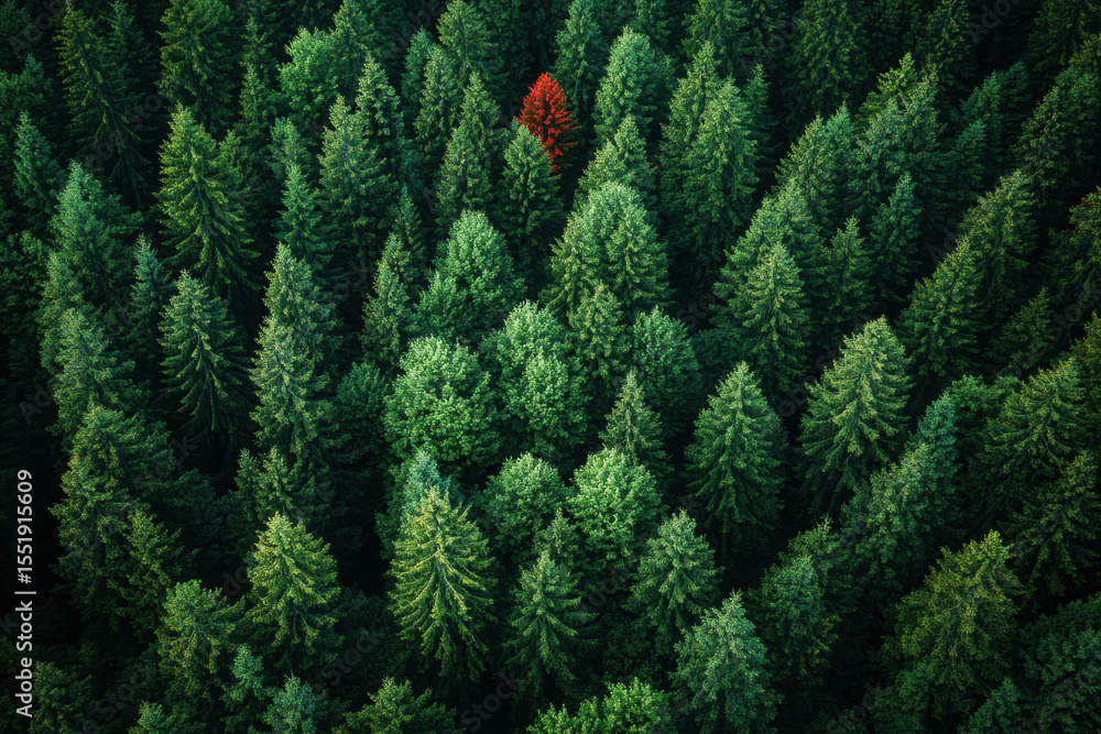 Fototapeta premium Red tree in forest.