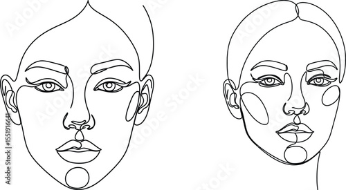 Elegant OneLine Drawing Faces, Minimalist Woman Portrait Artwork, Abstract Beauty Faces