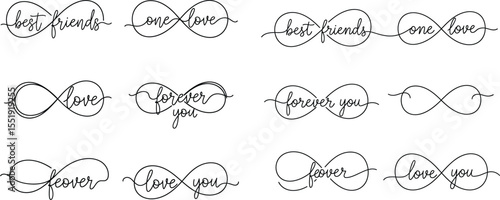 Infinity Symbol Collection with Best Friends, Love, Forever You Word Art