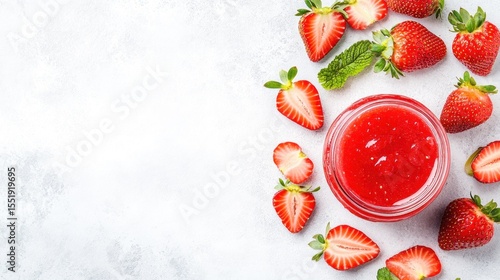 Strawberry jam in glass jar