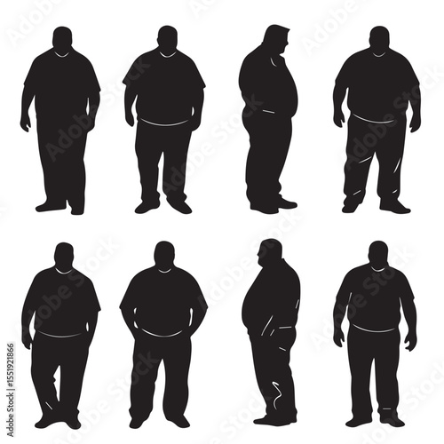 silhouettes of fat men