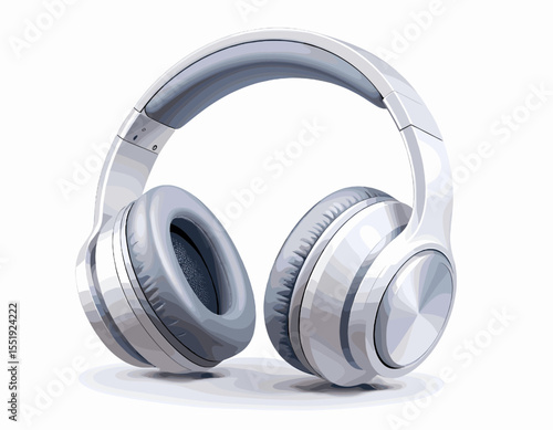 White Wireless Headphones for Audio Listening on Clean White Background