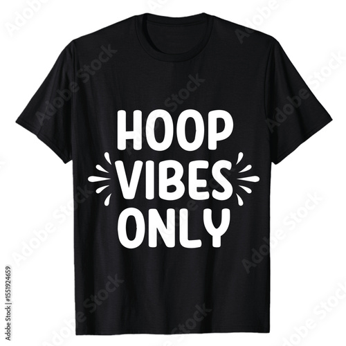 Hoop vibes only typography design on black t-shirt svg for basketball fanatics