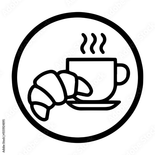 Croissant with coffee icon with transparent background representing French breakfast set and cozy morning meal
