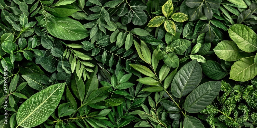Fototapeta premium Lush Green Leaves Collection on Natural Background for Design Use