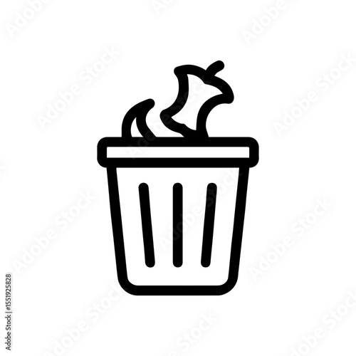 Trash bin with food waste icon with transparent background representing compost-friendly restaurant and sustainable food disposal
