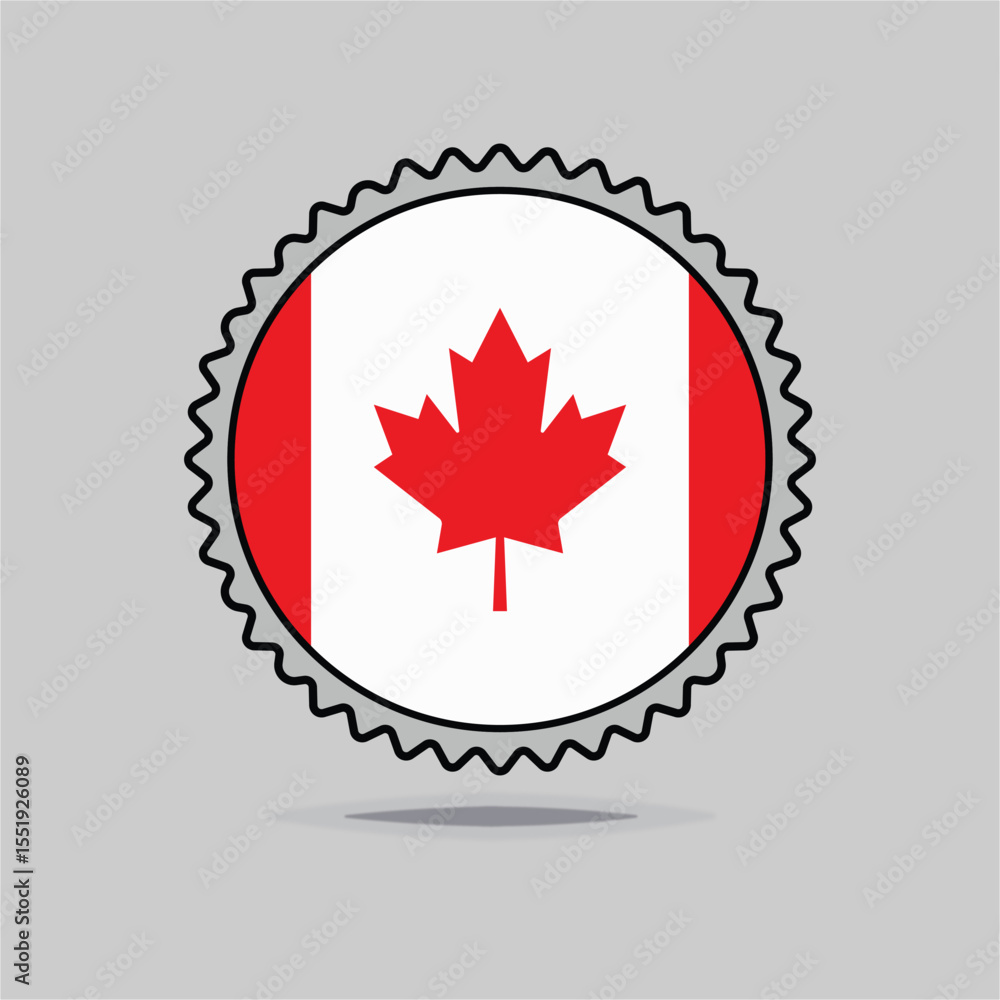 Obraz premium Canadian Flag Emblem Circular Badge Design Featuring Maple Leaf