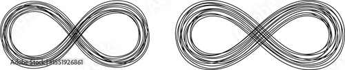 Two Infinity Symbols Made of Multiple Lines Isolated