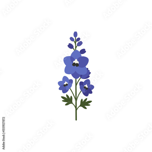  Colorful flat icon of delphinium flower with no white