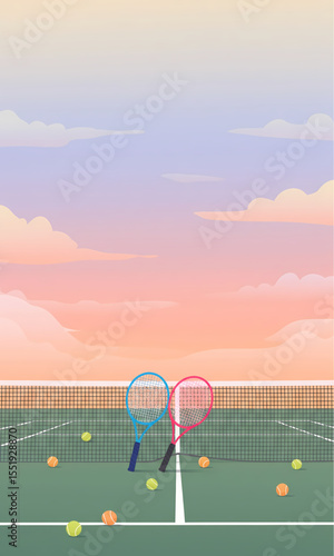 Tennis Court Sunset: Sport and Relaxation