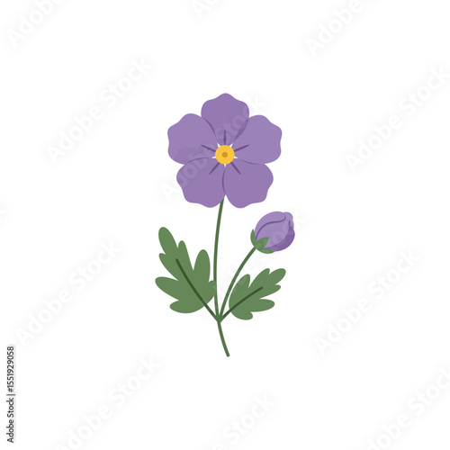  Colorful flat icon of Quaker bonnet flower with no white