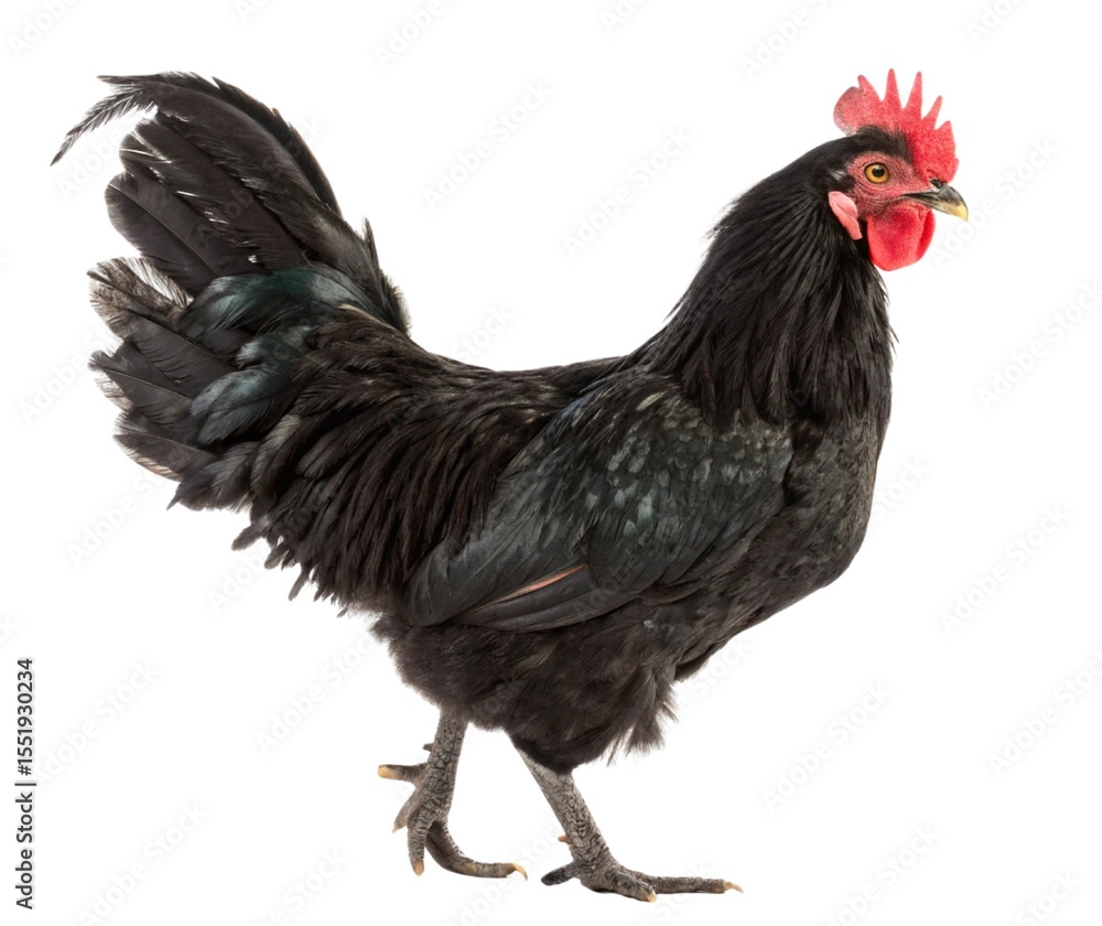 Fototapeta premium Red rooster and hen, farm birds isolated on a white background