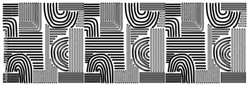 Stylized Silver and Black Seamless Geometric Pattern with Memphis Retro Aesthetic – Sketch Brush Variants and Monochrome Vector Texture Pack

