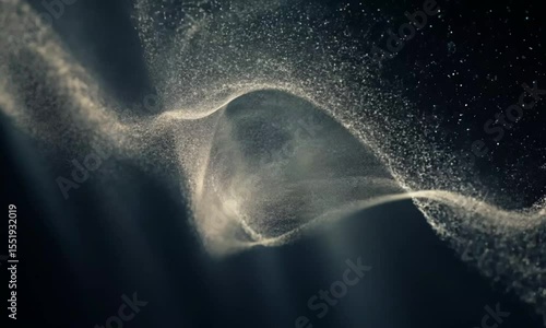 Abstract swirling particles on a dark background