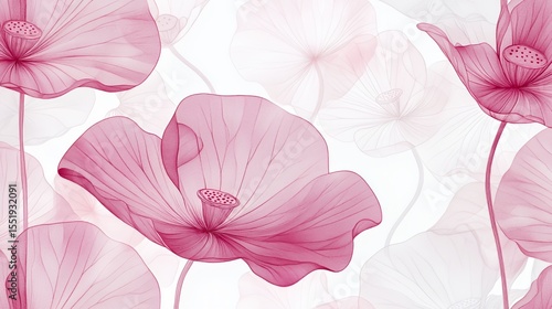 Wallpaper Mural Delicate pink poppy flowers in a soft, ethereal arrangement. Torontodigital.ca