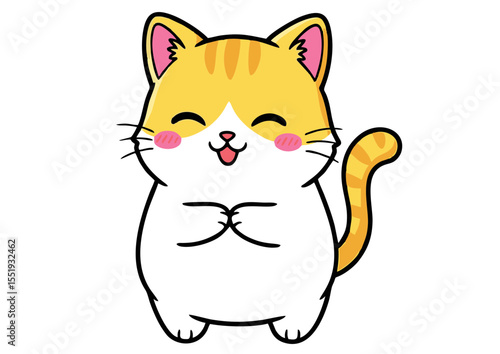 Adorable Happy Cartoon Cat Illustration Cute Kitten Graphic Design