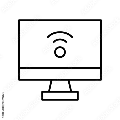 Podcast Streaming on Monitor Icon Vector. Monitor with Signal Logo