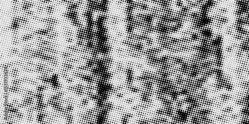 Halftone faded gradient texture. Grunge halftone grit background. White and black sand noise wallpaper. Retro pixilated vector backdrop