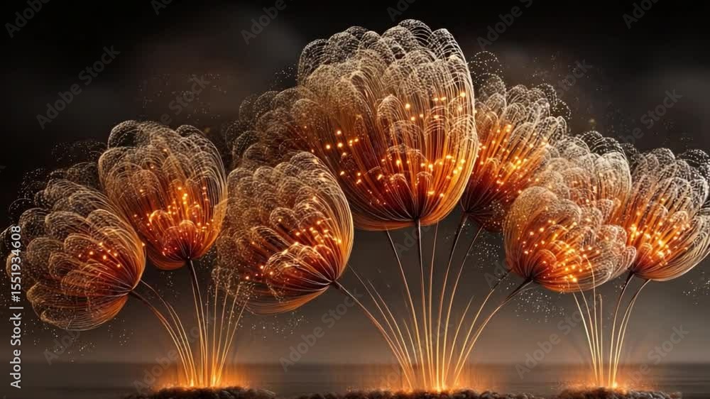 Abstract Bloom in the Ether: An artistic rendition of luminous, ethereal blooms, radiating warmth and intricate patterns against a mysterious backdrop.