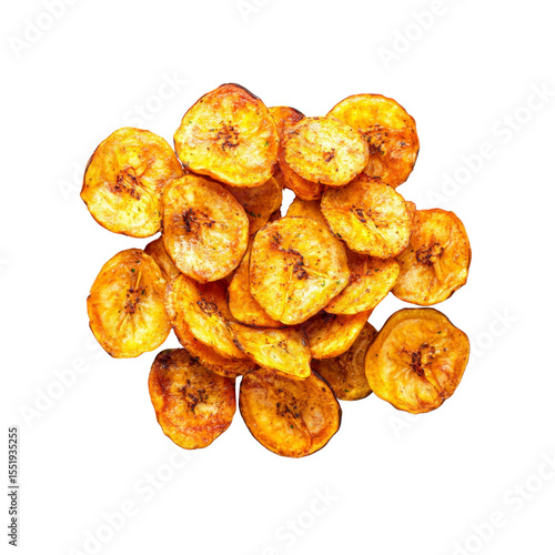 Spicy Sweet Plantain Chips, Crispy Fried Banana Slices, Top View