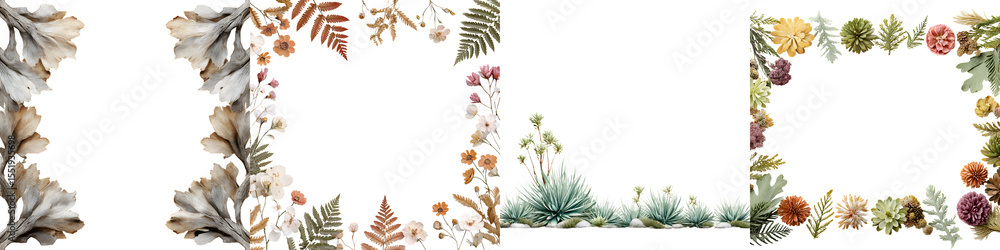 Obraz premium Watercolor Floral Frames: Botanical Borders for Invitations and Design