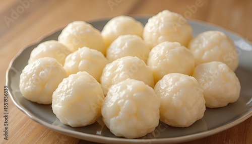 Pile of white ball on plate