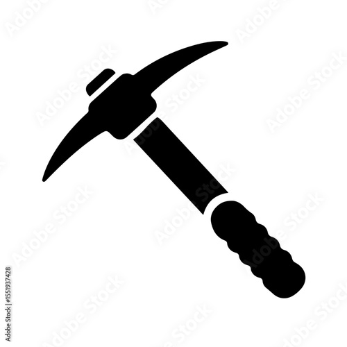 Black pickaxe silhouette for mining, construction or tools, vector illustration