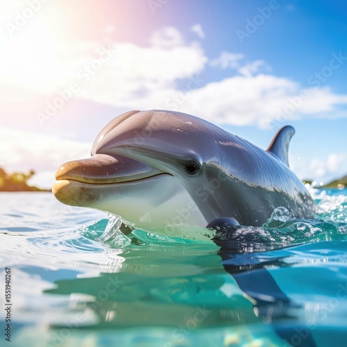Intelligent Eyes: Dolphin Close-Up in the Ocean, Generated image