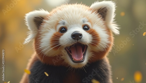 Happy red panda portrait